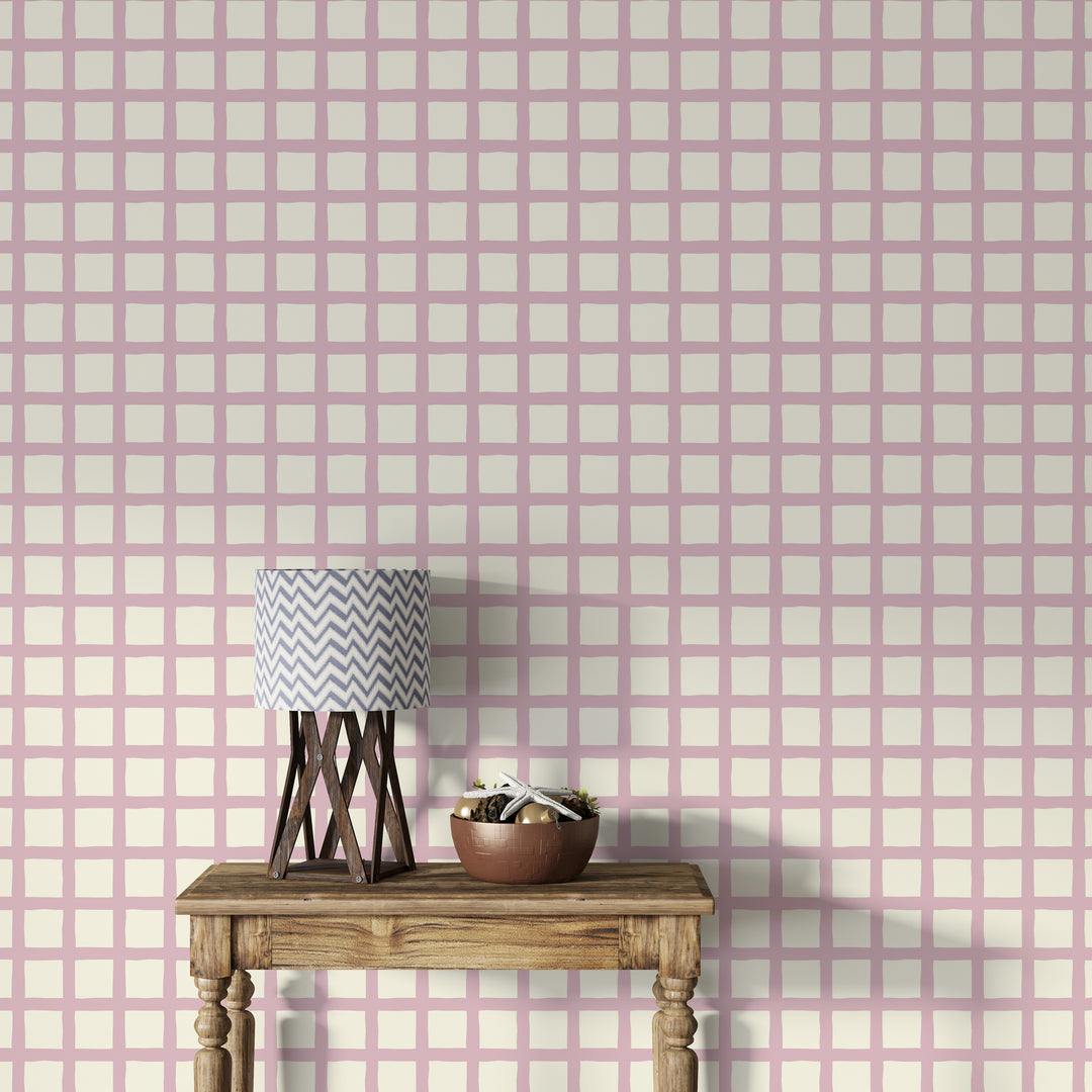 Papel pintado Cuadros Irregulares Rosa Crema M
