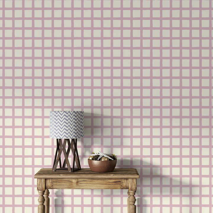 Papel pintado Cuadros Irregulares Rosa Crema M