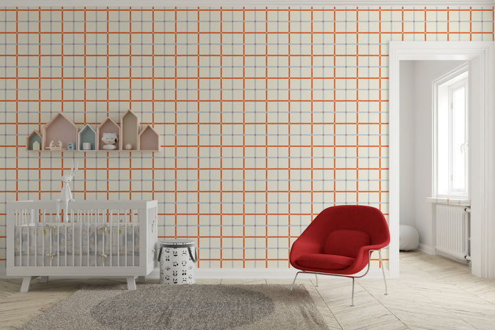 Papel pintado Cuadros Manos Libres Naranja Azul Claro L