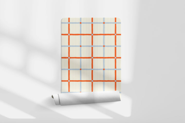 Papel pintado Cuadros Manos Libres Naranja Azul Claro L