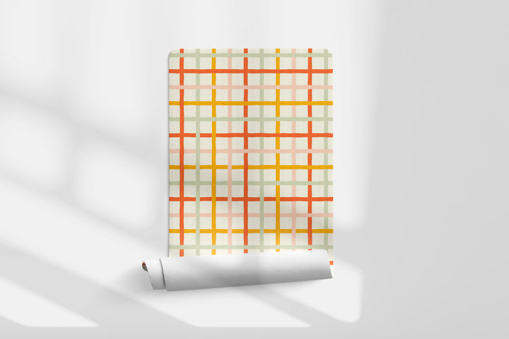 Papel pintado Cuadros Multicolor Pastel Rojo Beige L