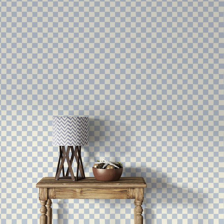 Papel pintado Cuadros Ondulados Azul Claro Crema L