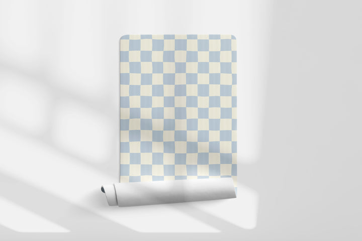 Papel pintado Cuadros Ondulados Azul Claro Crema L