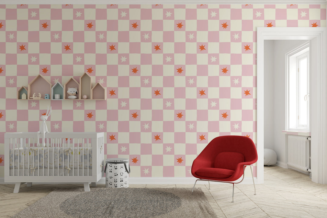 Papel pintado Cuadros Rustico Naranja Rosa L