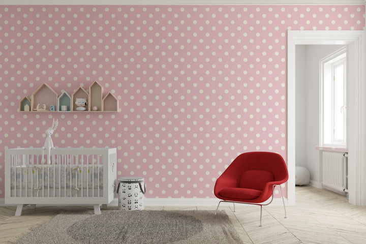 Papel pintado Lunares Irregulares Crema Rosado M
