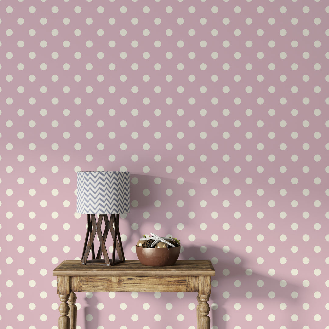 Papel pintado Lunares Irregulares Crema Rosado M