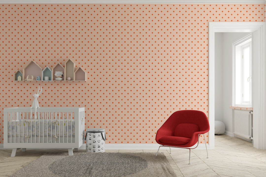 Papel pintado Lunares Irregulares Naranja Rosado M