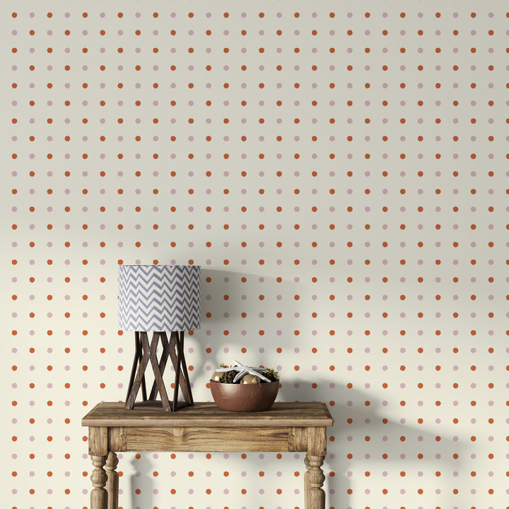 Papel pintado Puntos Irregulares Beige Rosa Naranja M