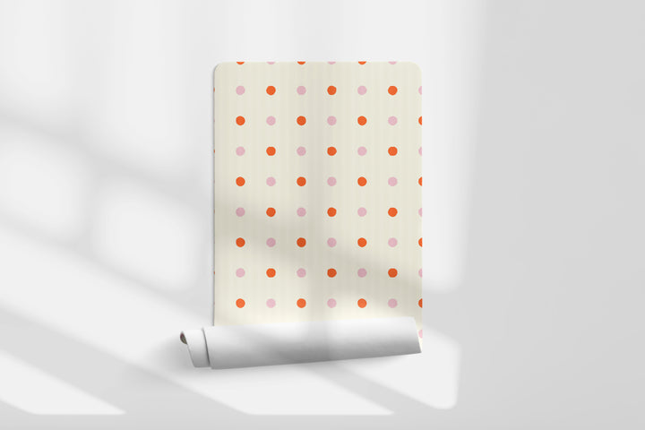 Papel pintado Puntos Irregulares Beige Rosa Naranja M