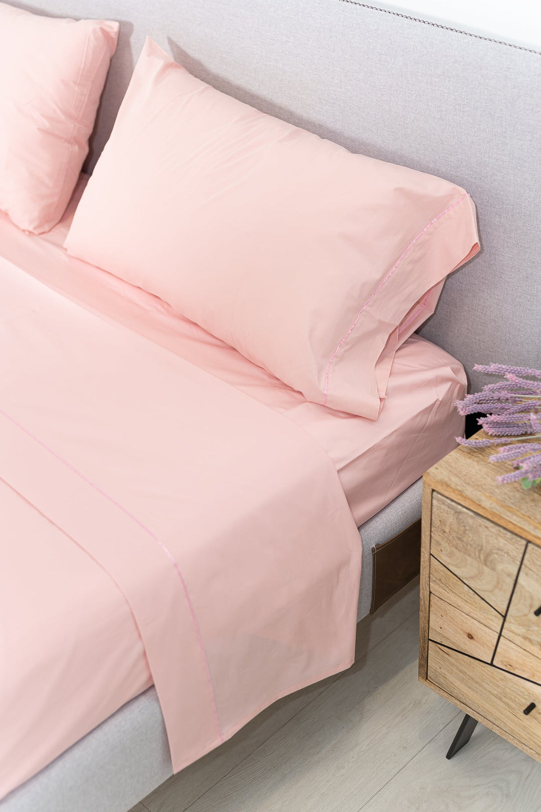 Funda De Almohada HOMESCAPES 40x80cm - Algodón Egipcio 200 Hilos - Rosa Suave - Transpirable E Hipoalergénica - Certificado Oeko-TEX