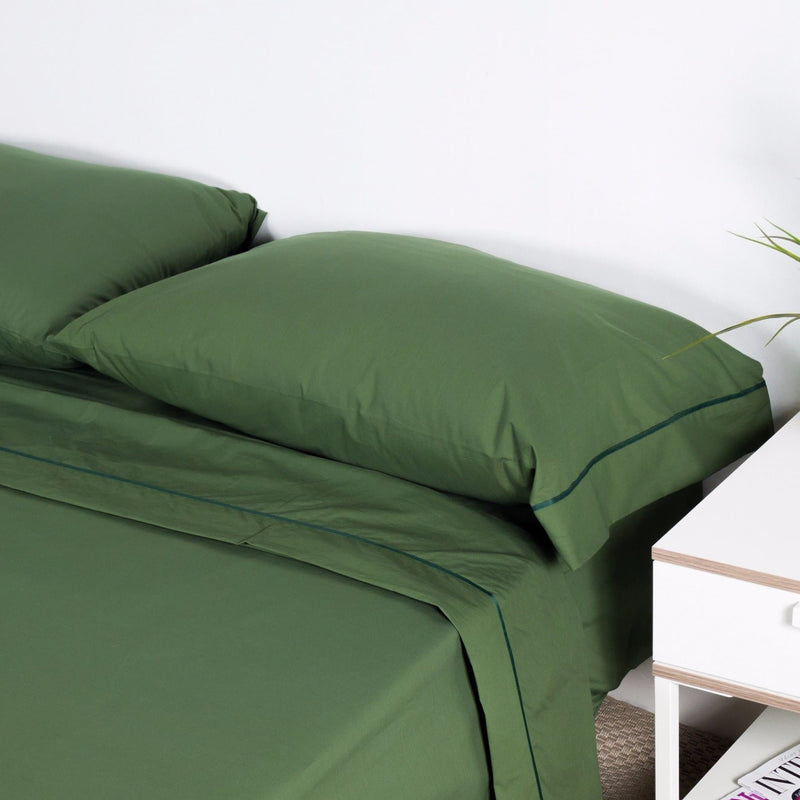FUNDA DE ALMOHADA ALGODÓN PERCAL VERDE GREENERY 58 - sokios