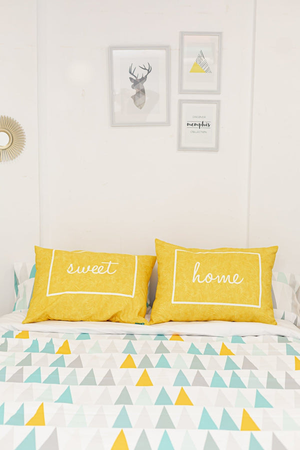 Funda de Cuadrante cama amarillo sweet home - sokios