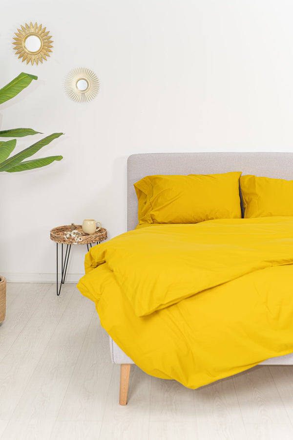Funda nórdica Algodón Percal de 200 hilos Amarillo Mostaza 50 - sokios-FUNDA NÓRDICA200618S282