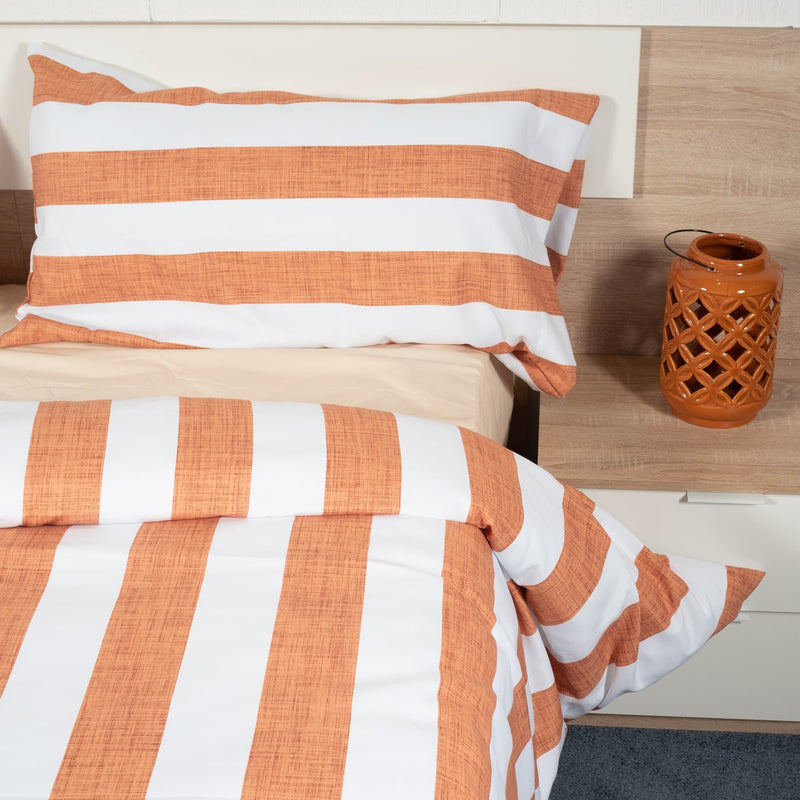 FUNDA NÓRDICA RAYA NARANJA TOSTADO COLECCIÓN SCANDI - sokios