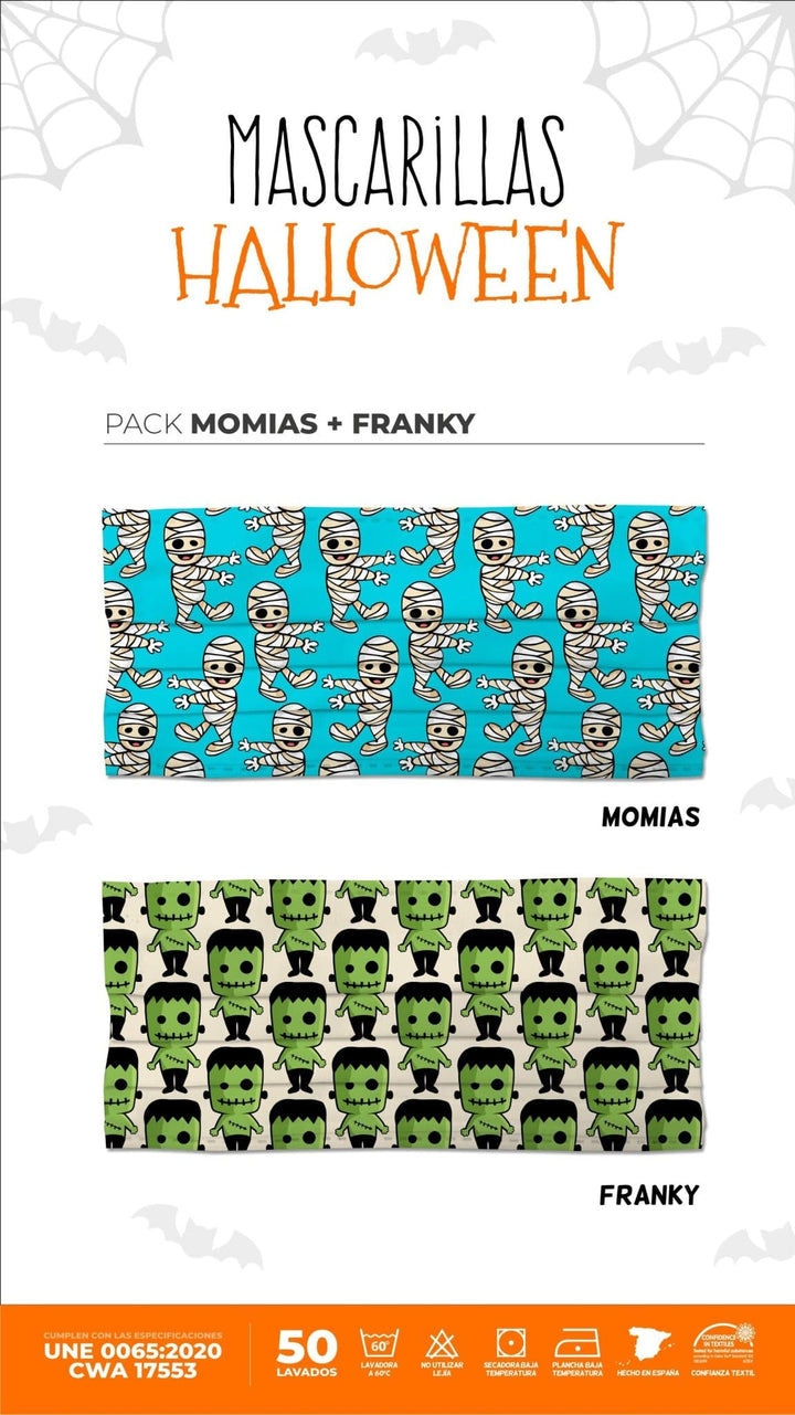 Pack 2 mascarillas MOMIAS + FRANKY | Talla INFANTIL | Edición Limitada - sokios