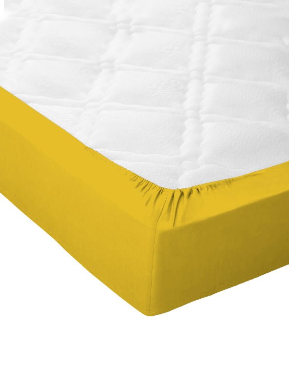 Sábana bajera Algodón Percal de 200 hilos Amarillo Mostaza 50 - sokios-SABANA BAJERA200618S290